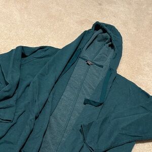 Eddie Bauer Teal Hooded Waterfall Sweatshirt Cardigan